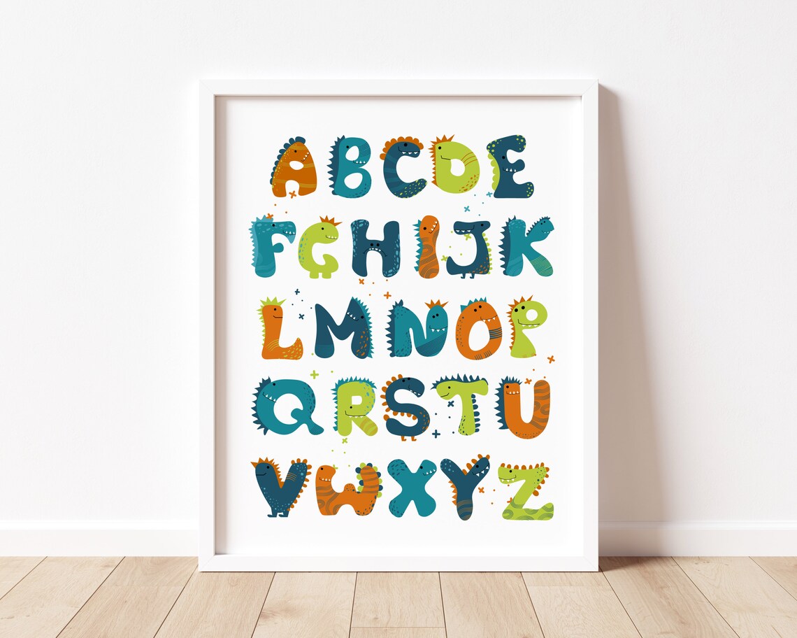 Dinosaur Alphabet Playroom Poster, Nursery Wall Art - Image 2