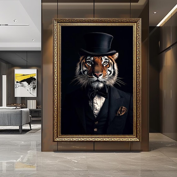 Tiger In Suit Canvas Print Victorian Animal Portrait Modern Decor
