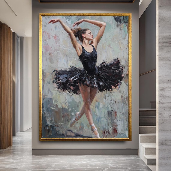 Ballerina Canvas Art Elegant Black Tutu Dance Portrait