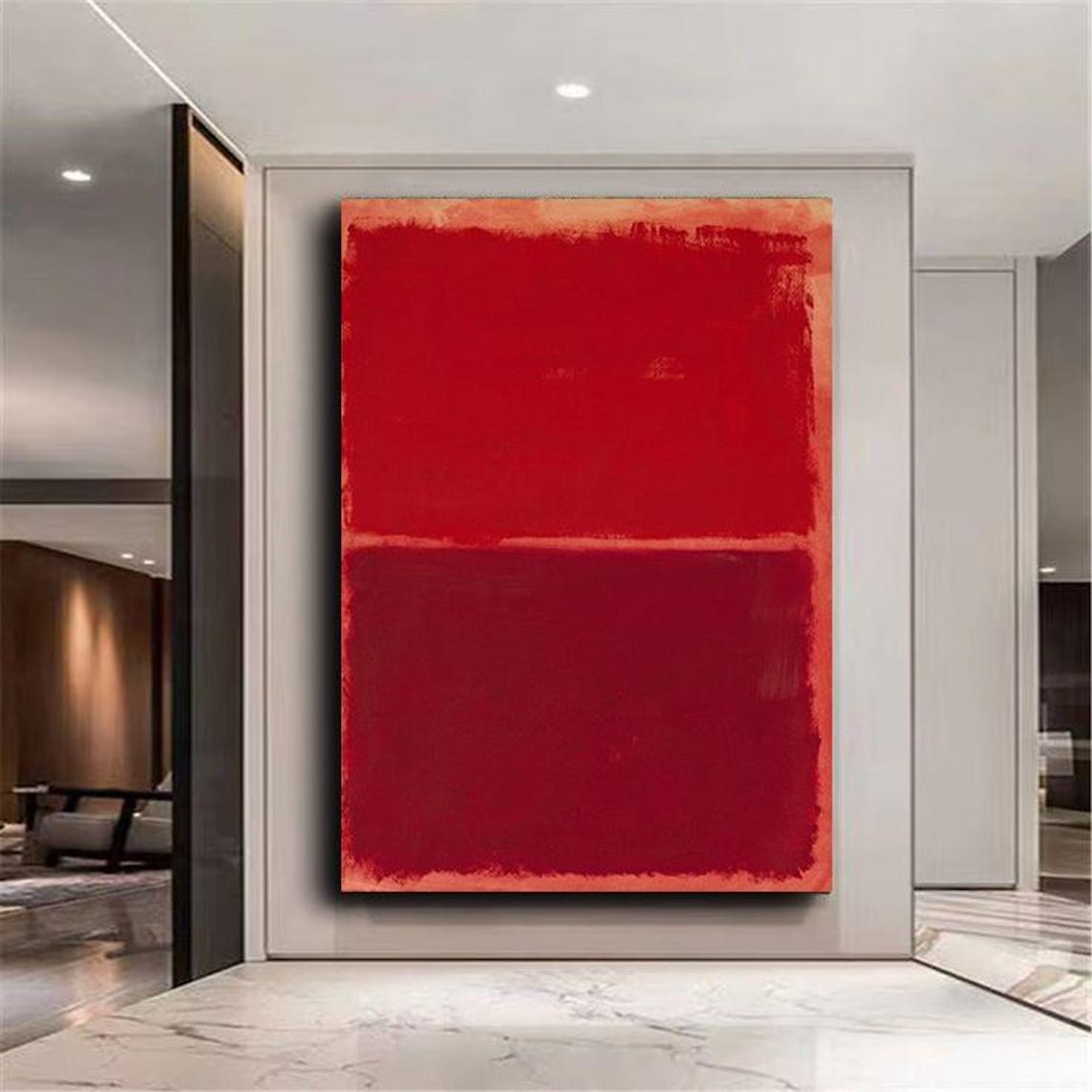 Bold Red Color Field Abstract Painting Minimalist Rothko Style Print