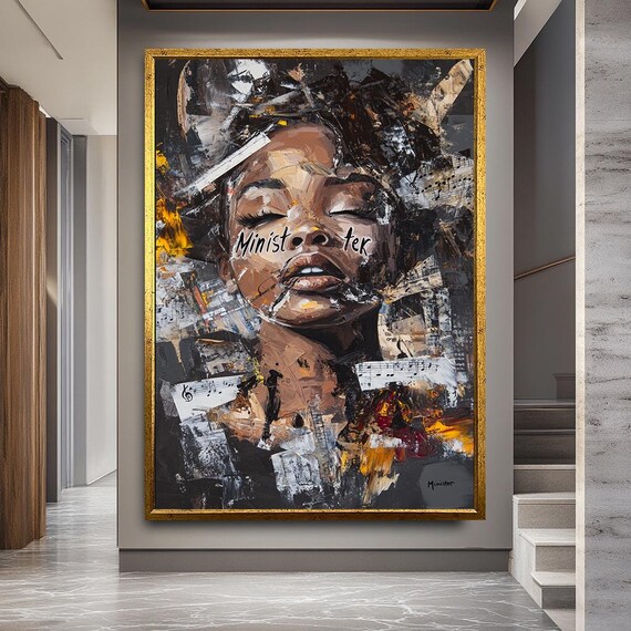 Abstract Urban Woman Canvas Art Bold Graffiti Music Portrait