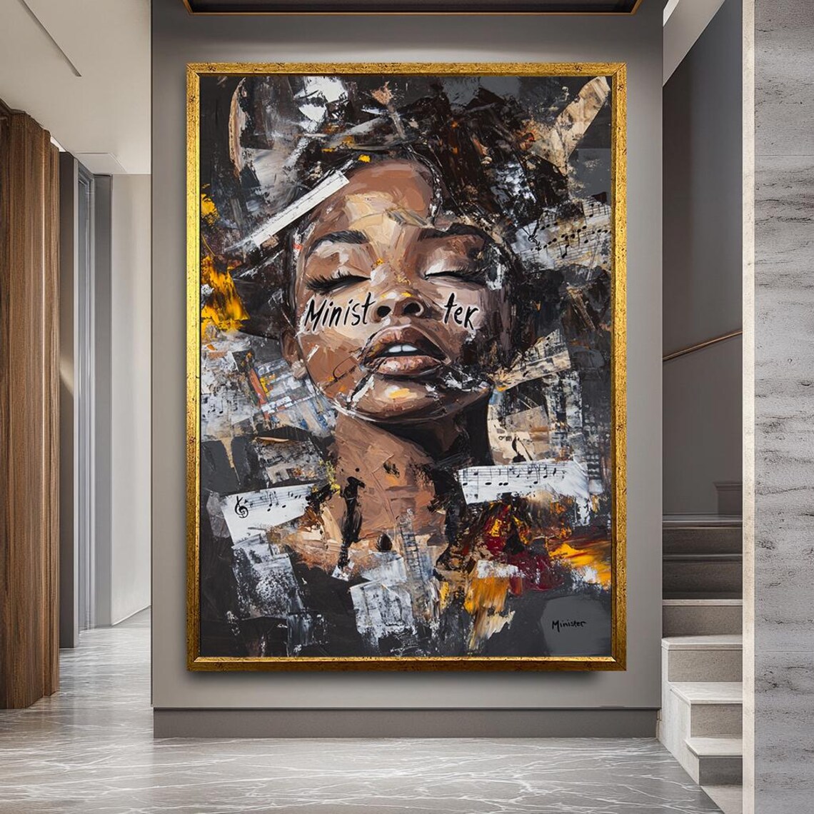 Abstract Urban Woman Canvas Art Bold Graffiti Music Portrait