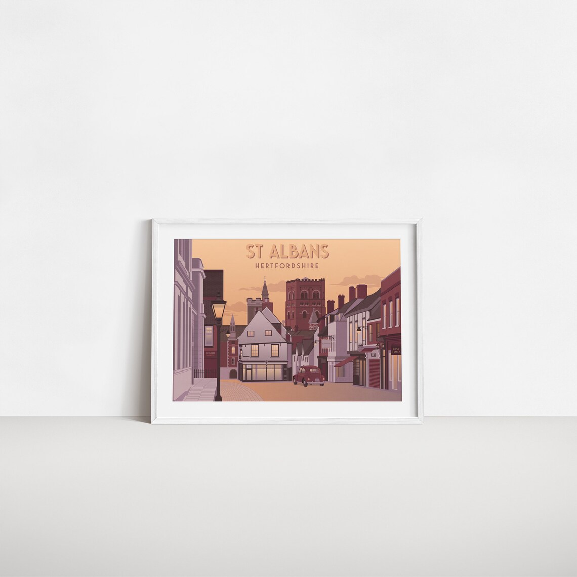 St Albans High Street Vintage Travel Poster, Hertfordshire - Image 2