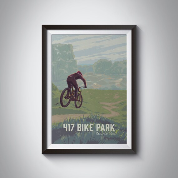 417 Bike Park Valley Jump Vintage Crickley Hill MTB Trail Poster