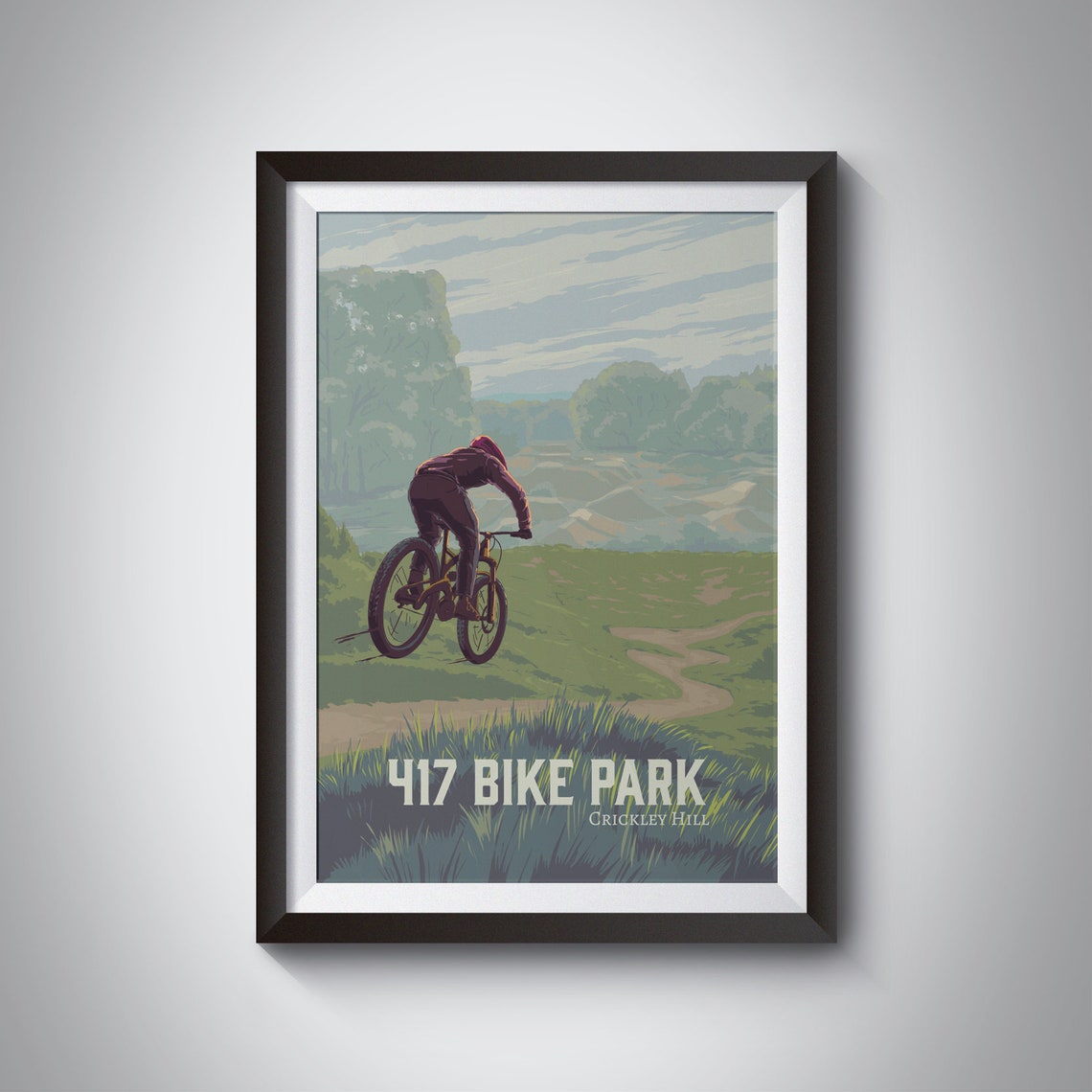 417 Bike Park Valley Jump Vintage Crickley Hill MTB Trail Poster