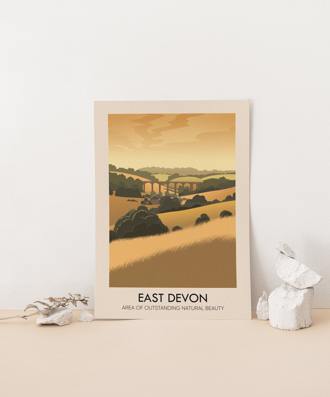 East Devon Viaduct Golden Rolling Hills Countryside Poster England - Image 4