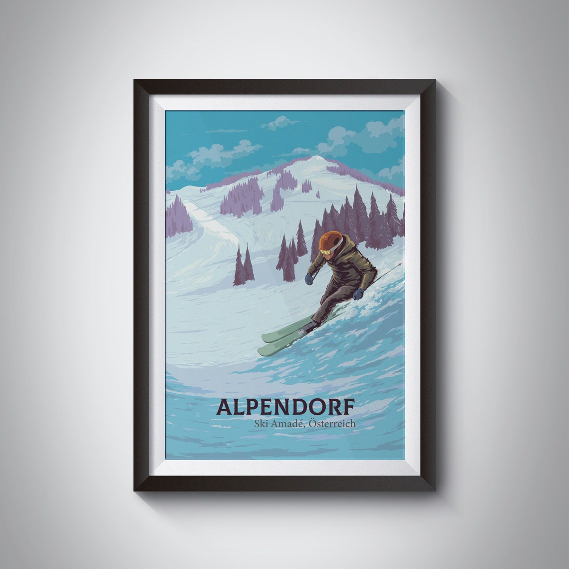 Alpendorf Ski Resort Poster Austria Travel Print Sankt Johann Im Pongau Ski Amad Snowboarding Retro Ski Art Salzburger Land Sportwelt