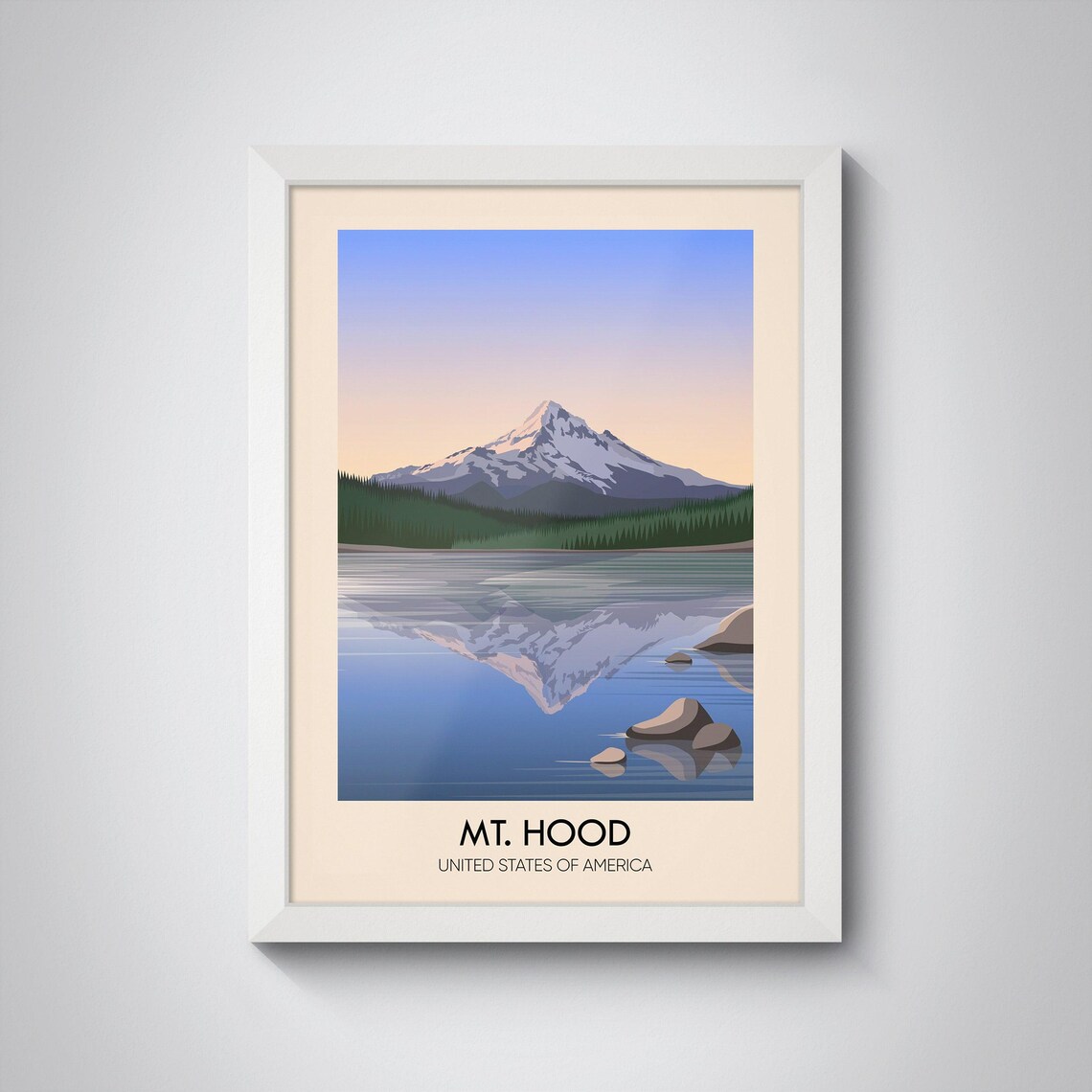 Mount Hood Usa Travel Poster Mount Hood Wall Art Mount Hood Poster Mount Hood Framed Print Oregon Wall Art Mountain Poster Art - Image 4