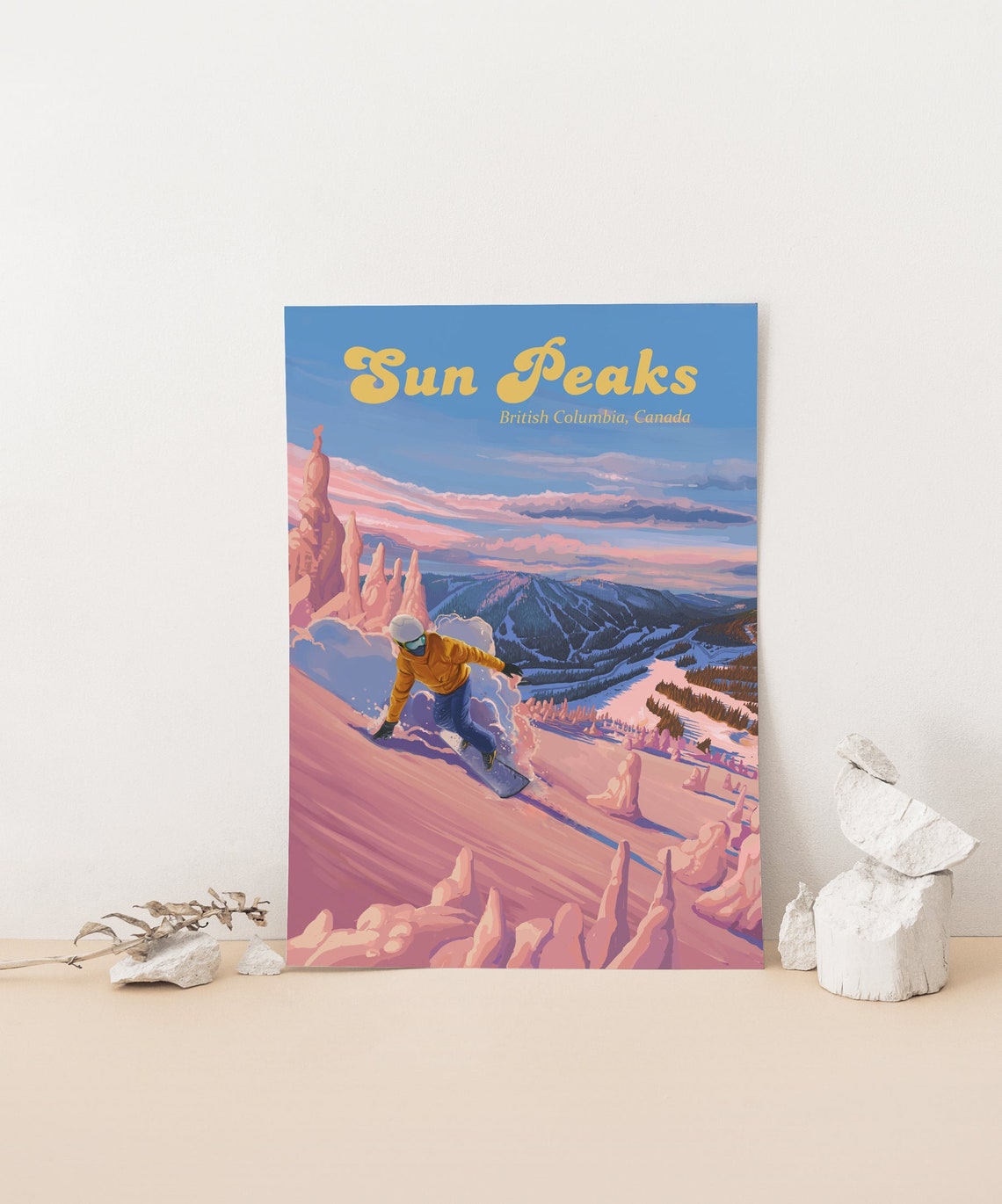 Sun Peaks British Columbia Canada Powder Snowboard Resort Poster - Image 4