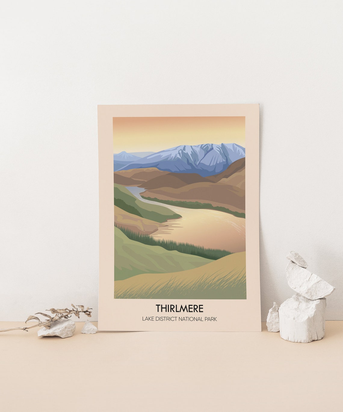 Thirlmere Lake Travel Poster Lake District National Park Cumbria Reservoir Helvellyn Vintage Travel Print Fells Ullswater Framed Art - Image 3