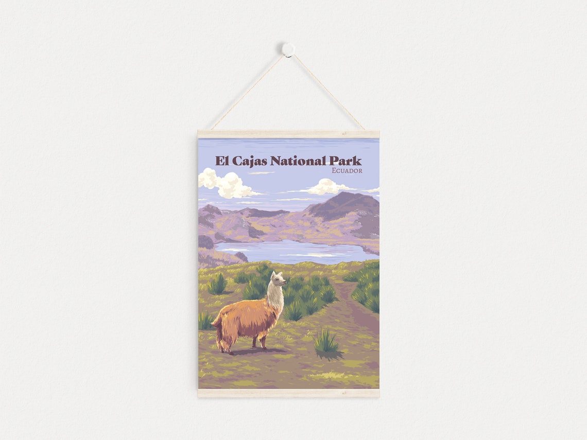El Cajas National Park Ecuador Llama by Mountain Lake Travel Poster - Image 4