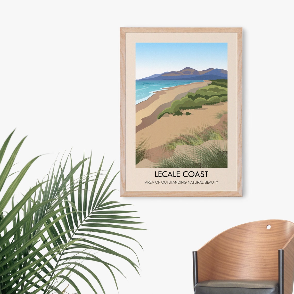 Lecale Coast Sandy Beach Dunes and Mountains Ireland Travel Poster - Image 3