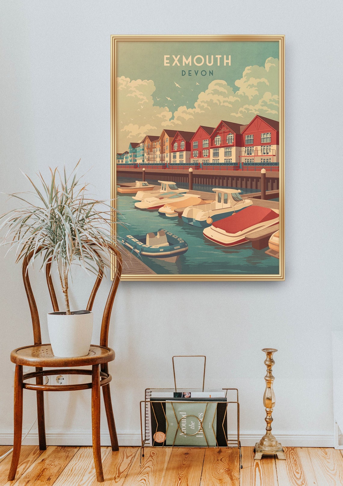 Exmouth Devon Marina Red Gabled Waterfront Boats Scene Poster - Image 2