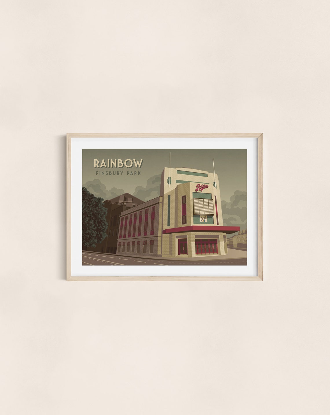 Rainbow Finsbury Park London Poster Rainbow Theatre Music Venue London Architecture The Beatles Vintage Travel Print Art Deco Building - Image 3
