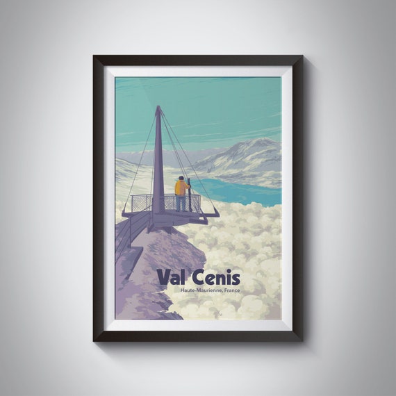 Val Cenis Ski Resort Poster France Skiing French Alps Snowboarding Vintage Ski Print Lanslebourg Lanslevillard Termignon Bramans