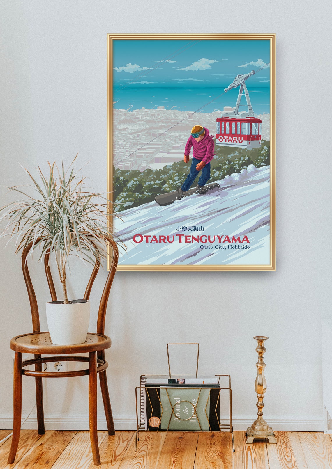 Otaru Tenguyama Snowboarding Poster Hokkaido Japan Travel Print Otaru City Otaru Tenguyama Ropeway Vintage Ski Resort Poster Niseko - Image 2