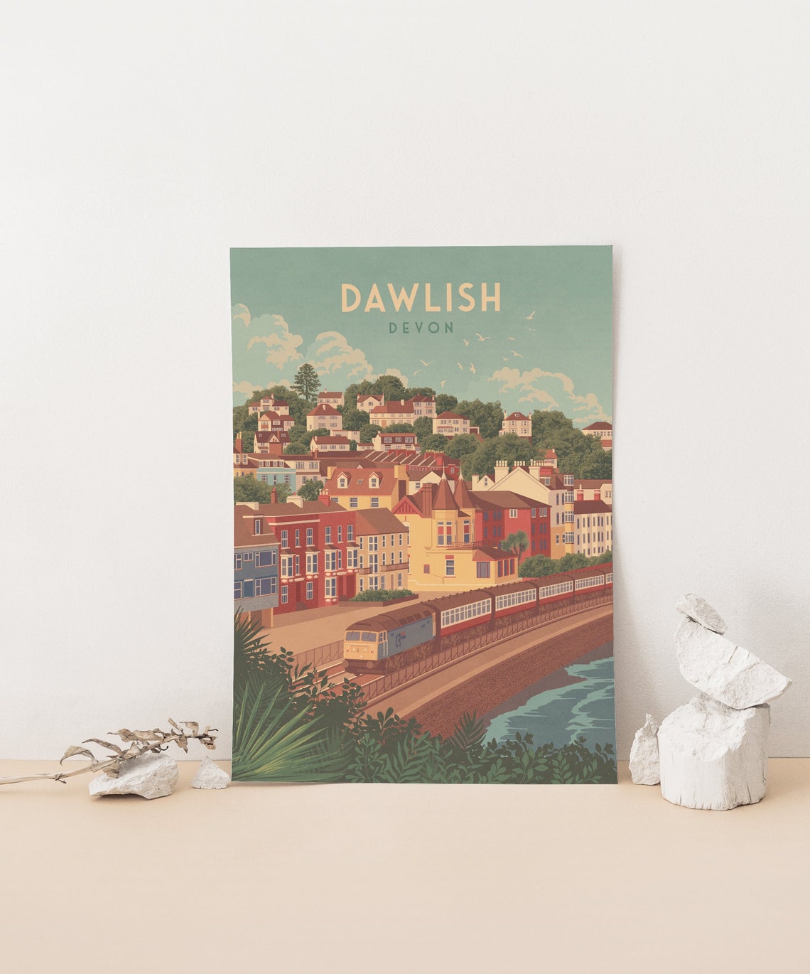 Dawlish Devon Seaside Railway Town Colorful Hillside Houses Poster - Image 4