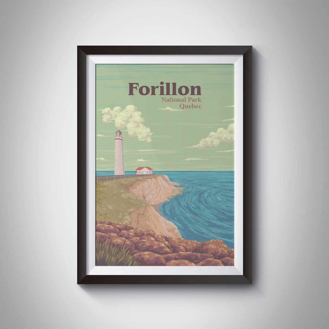 Forillon National Park Quebec Lighthouse Vintage Travel Poster