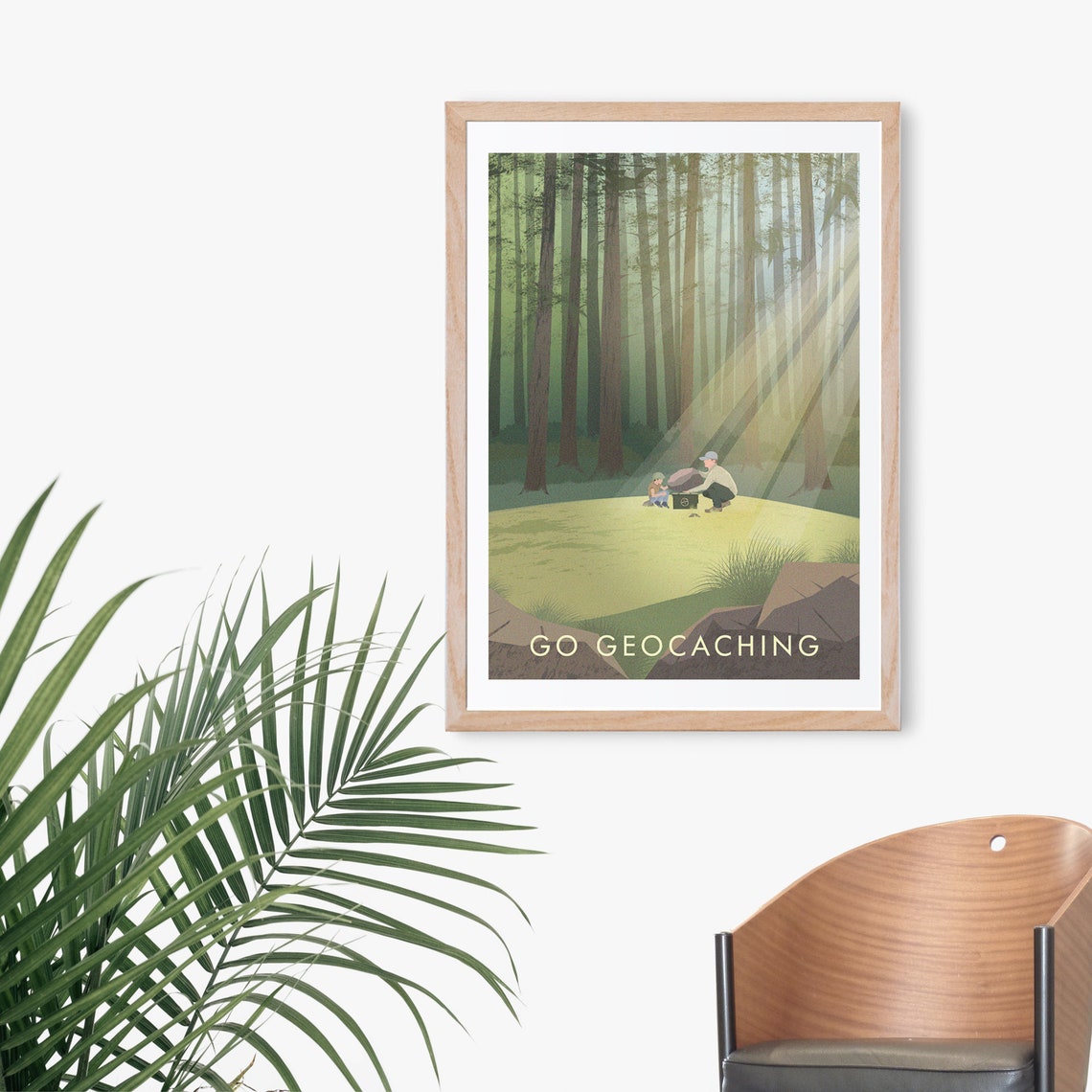 Go Geocaching Sunlit Forest Treasure Hunt Family Adventure Poster - Image 3