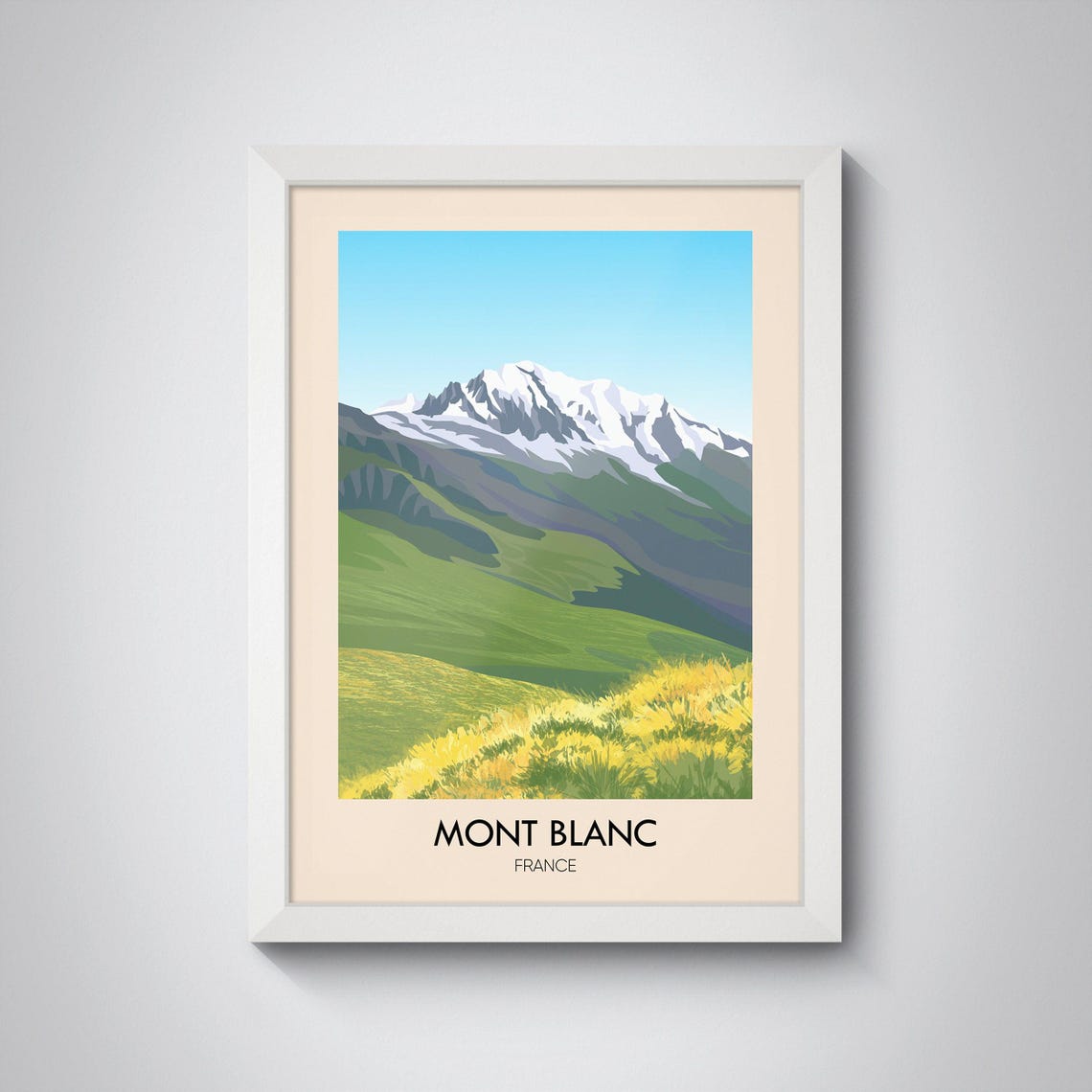 Mont Blanc France Travel Poster Mont Blanc Wall Art Mont Blanc Poster France Travel Poster Mont Blanc Print Mountain Art Print - Image 4