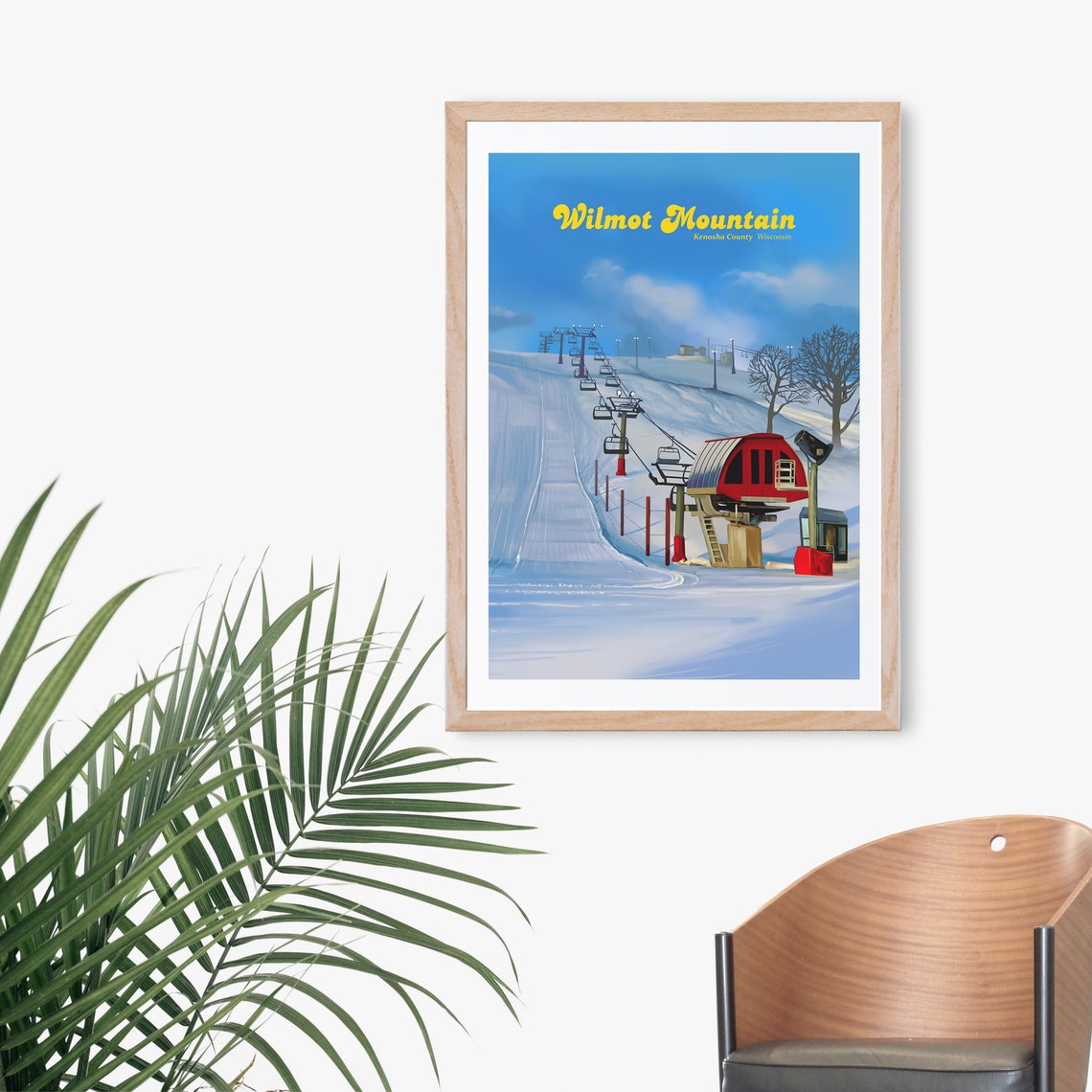 Wilmot Mountain Wisconsin Retro Chairlift Ski Vintage Poster - Image 2