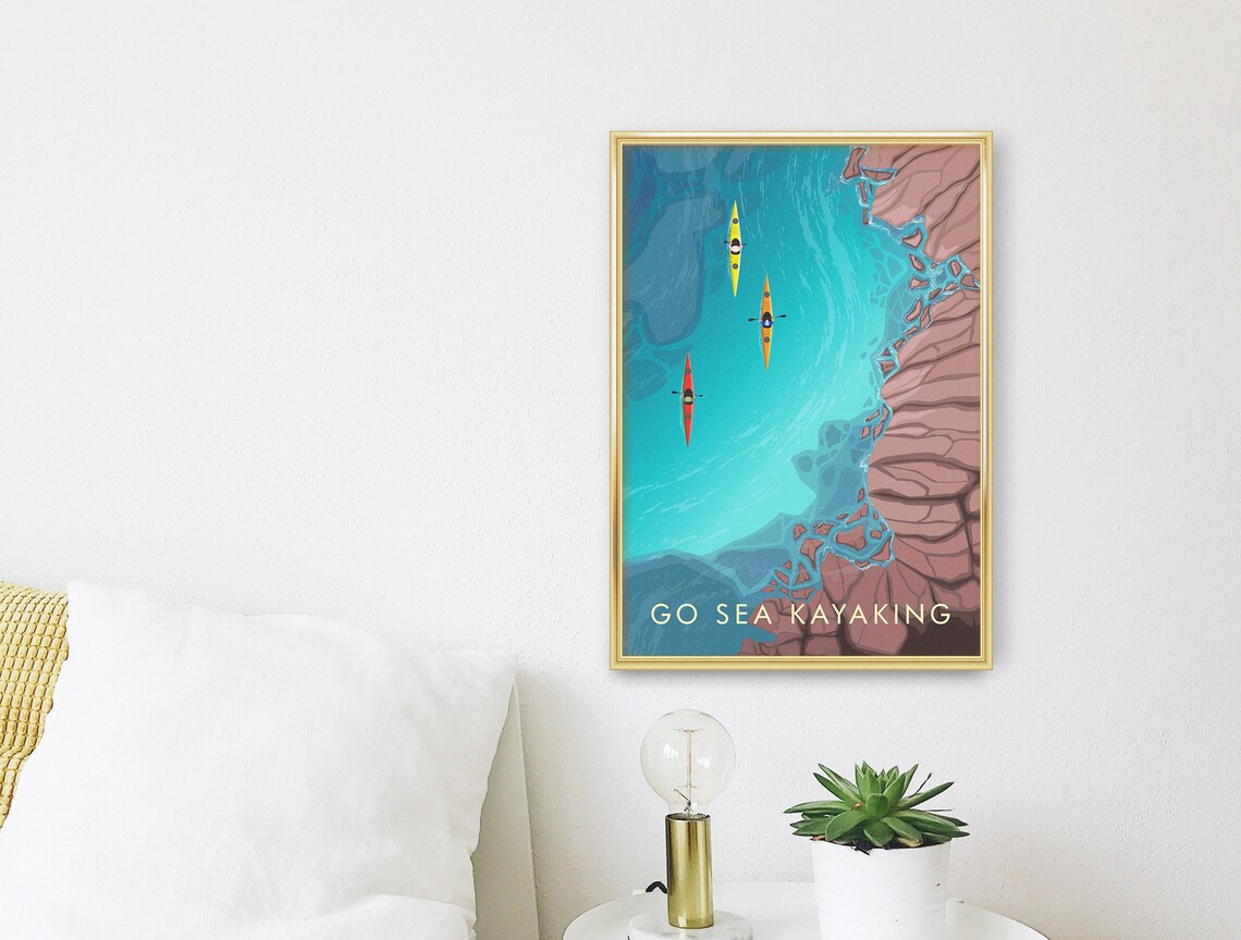 Go Sea Kayaking Travel Poster, Adventure Sports - Image 3