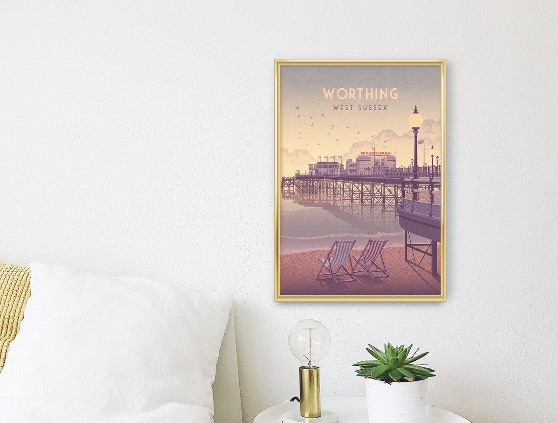 Worthing Vintage Travel Poster, West Sussex Seaside - Image 4