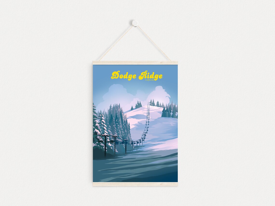 Dodge Ridge Ski Resort Vintage Travel Poster - Image 4