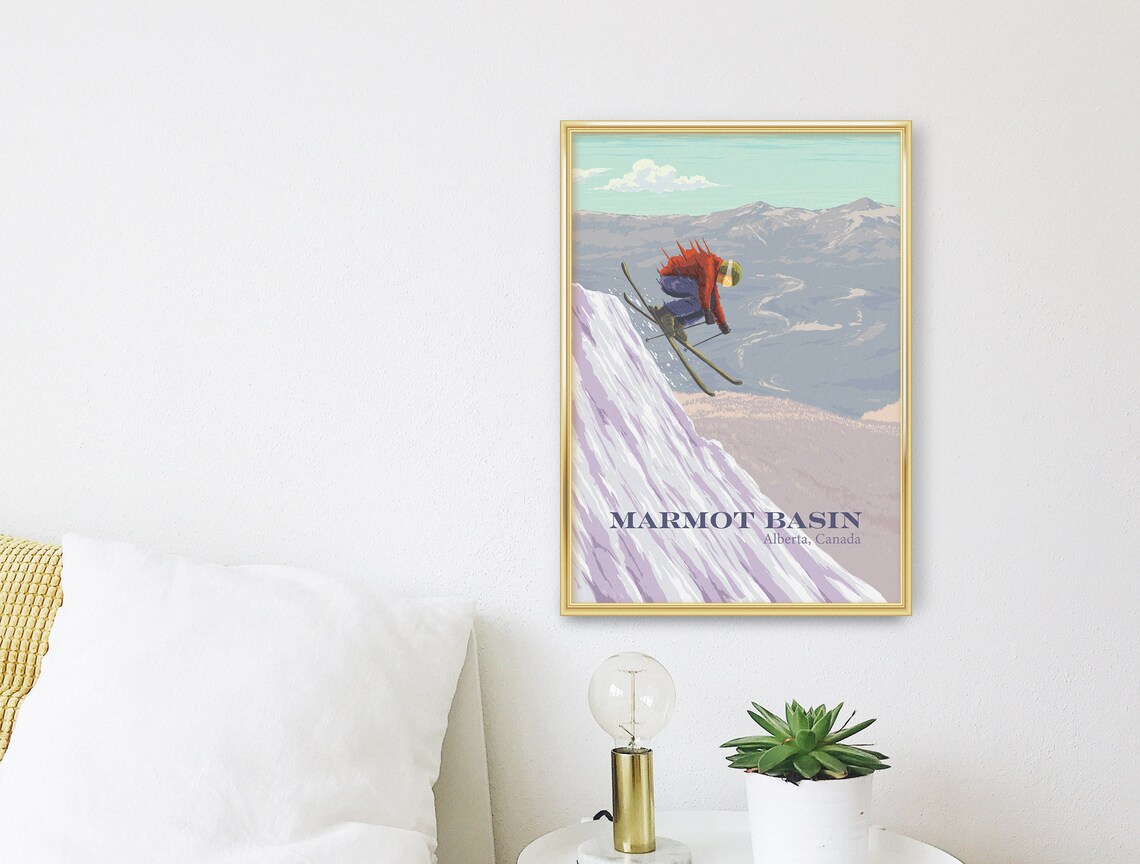 Marmot Basin Vintage Travel Poster, Alberta Canada - Image 3
