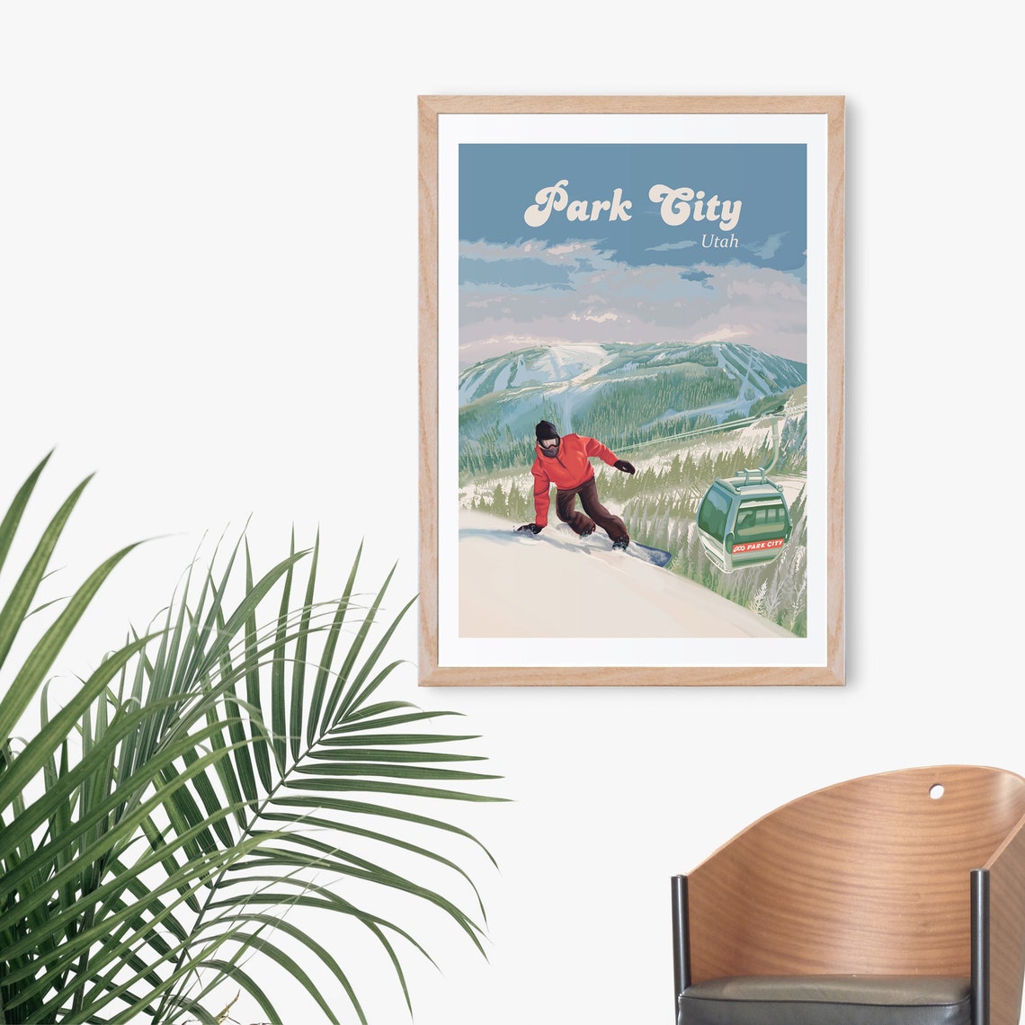 Park City Utah Snowboarder Gondola Mountain Vintage Travel Poster - Image 3