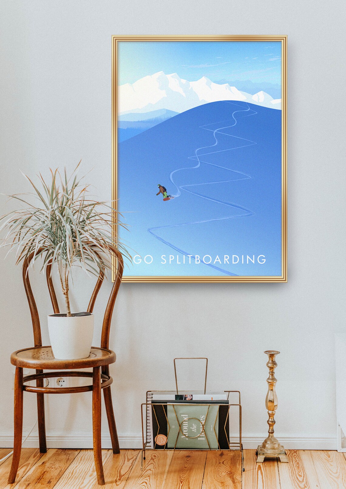 Go Splitboarding Backcountry Powder Mountain Winter Sports Poster - Image 2