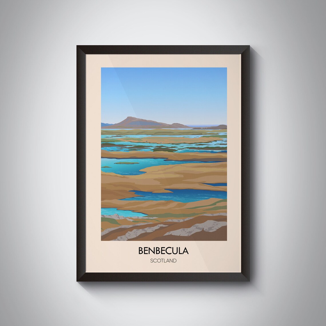 Benbecula Scotland Travel Poster, Outer Hebrides