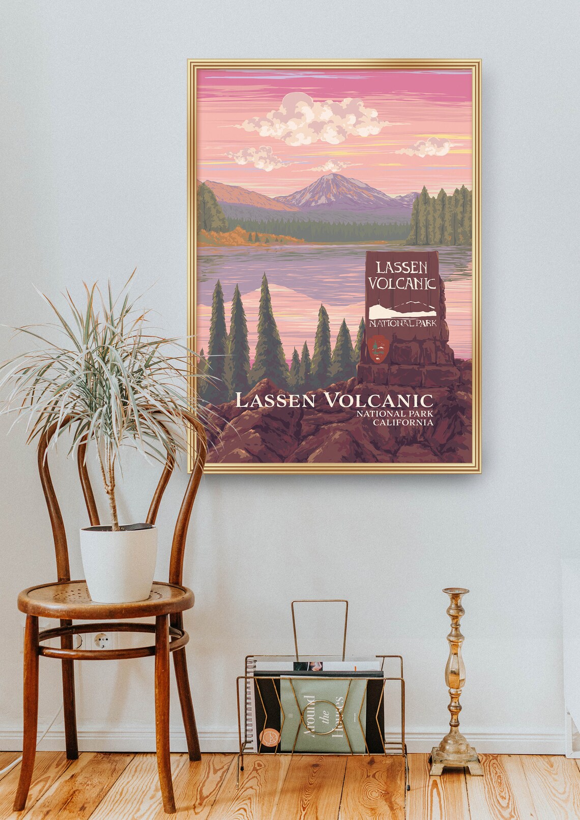 Lassen Volcanic California Park Sign Manzanita Lake Travel Poster - Image 2