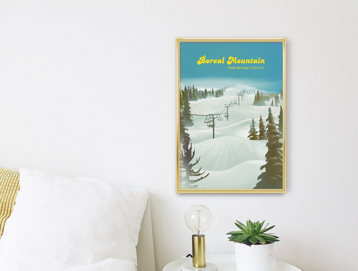 Boreal Mountain Chairlift Powder Vintage California Ski Poster - Image 3