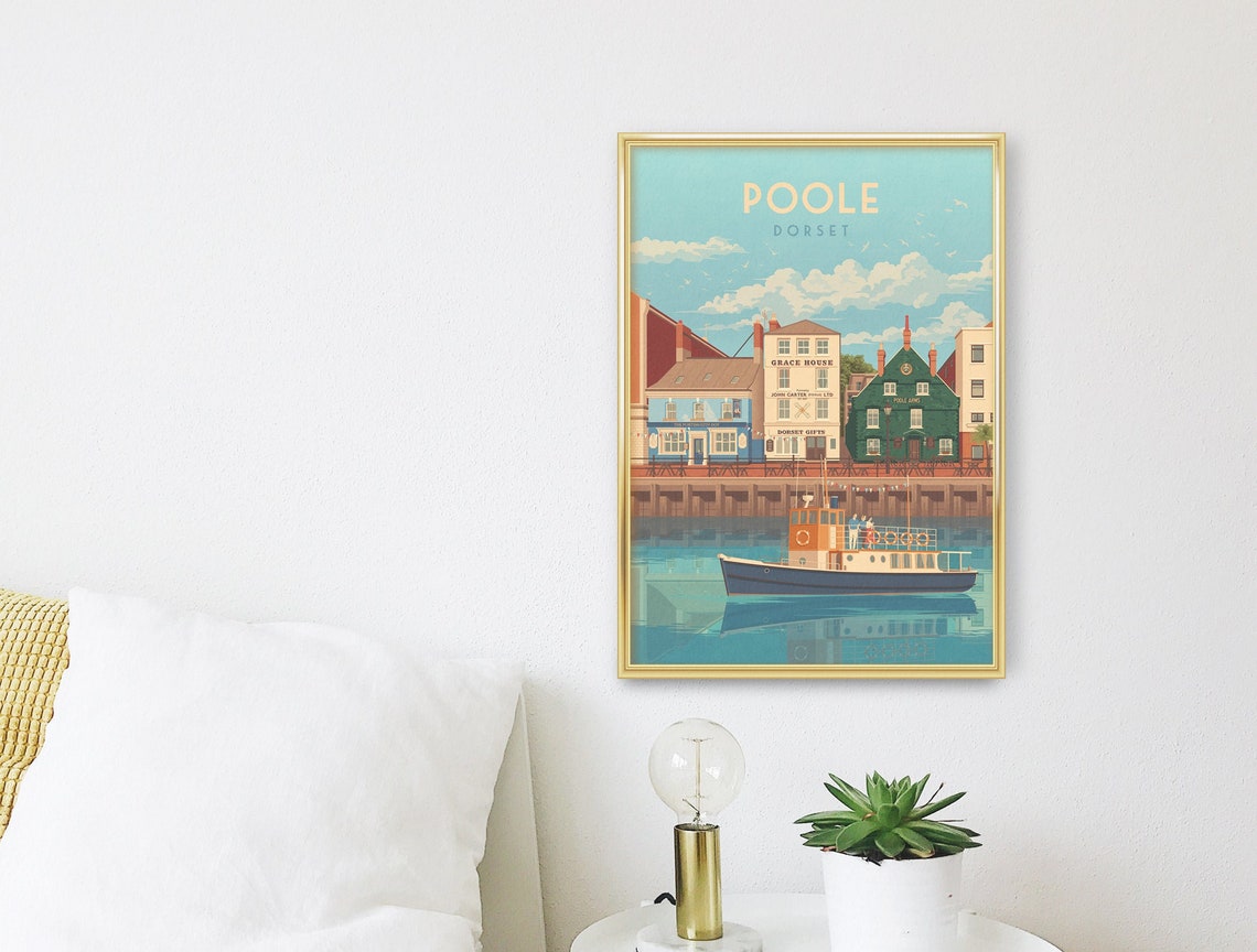 Poole Dorset Historic Quay Vintage Ferry Harbour Front Poster - Image 3