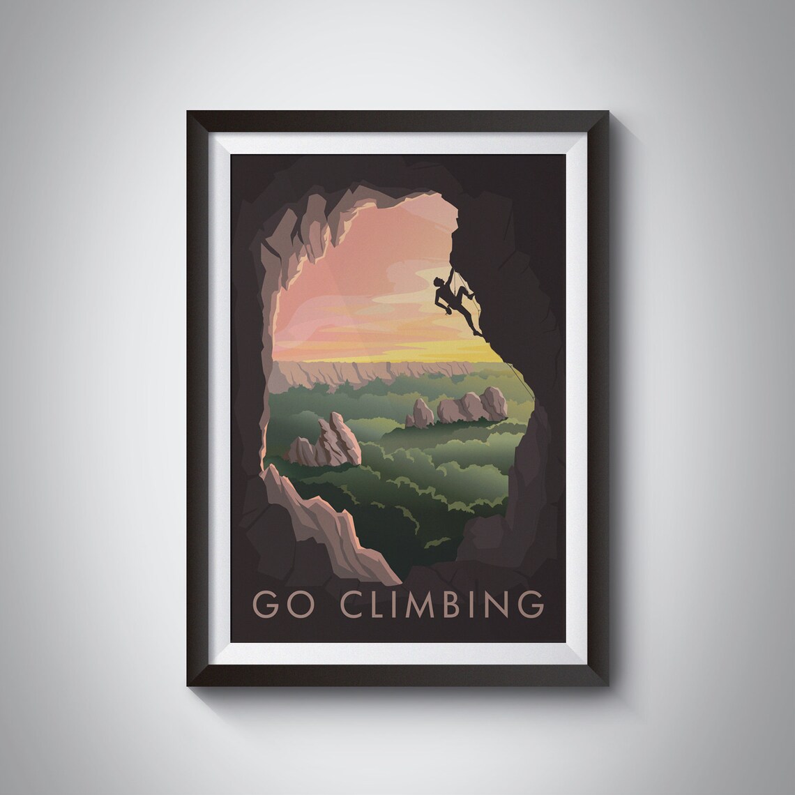 Go Climbing Vintage Travel Poster, Mountain Adventure
