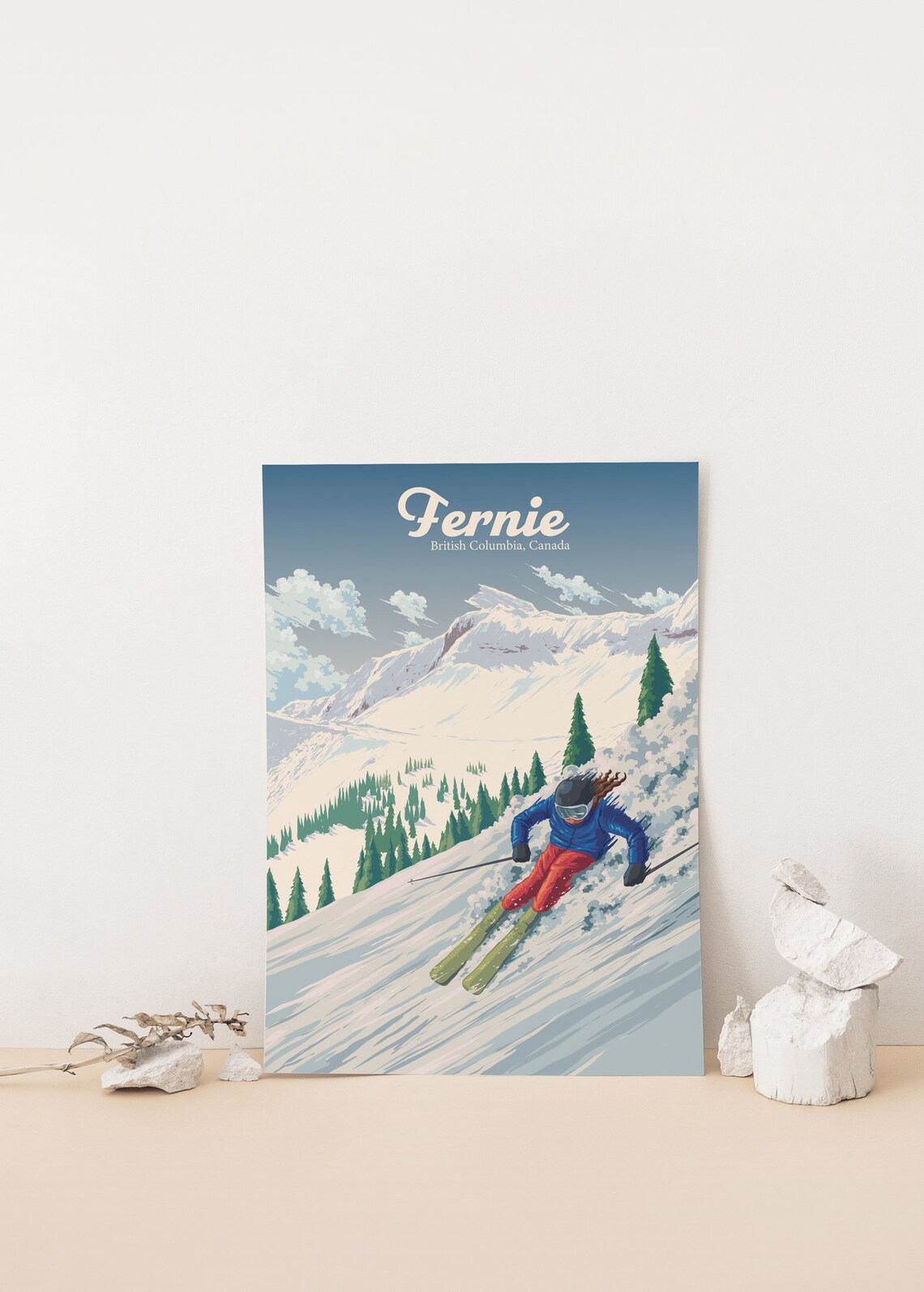 Fernie Ski Resort Vintage Travel Poster, British Columbia - Image 4