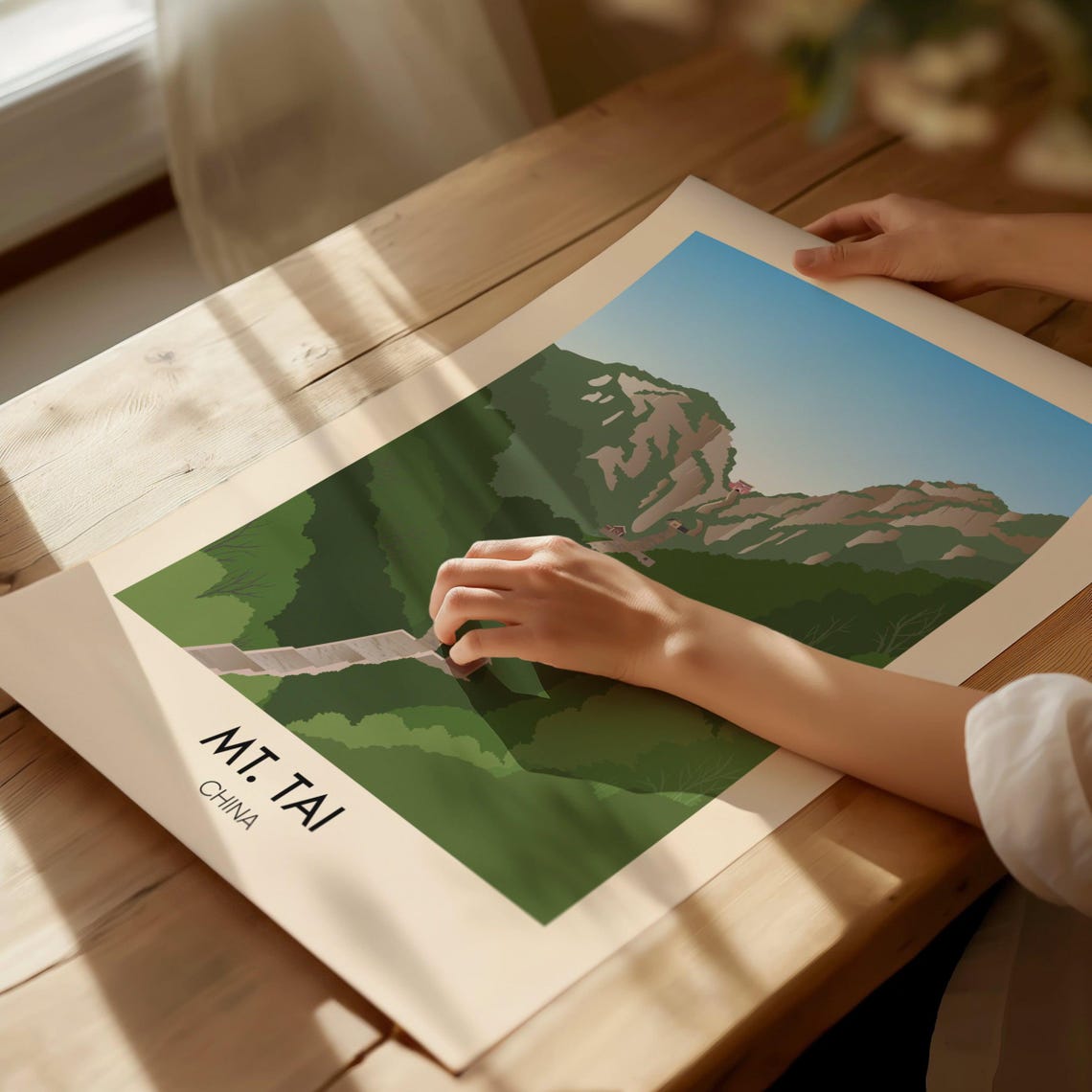 Mount Tai China Travel Poster Mt Tai Print Mountain Wall Art China Travel Poster Taian Shandong China Landscape Nature Art Hiking - Image 2