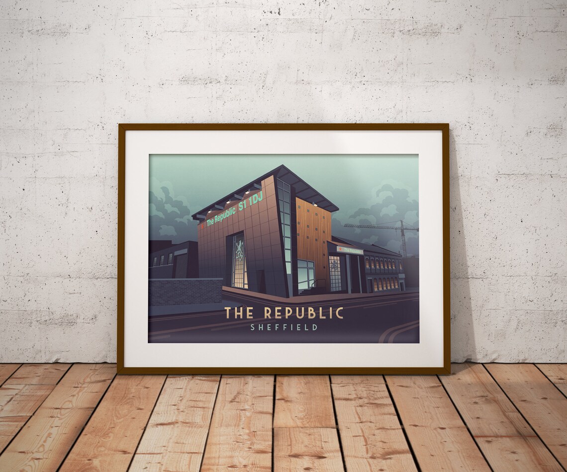 Republic Nightclub Sheffield Yorkshire Vintage Travel Poster - Image 4