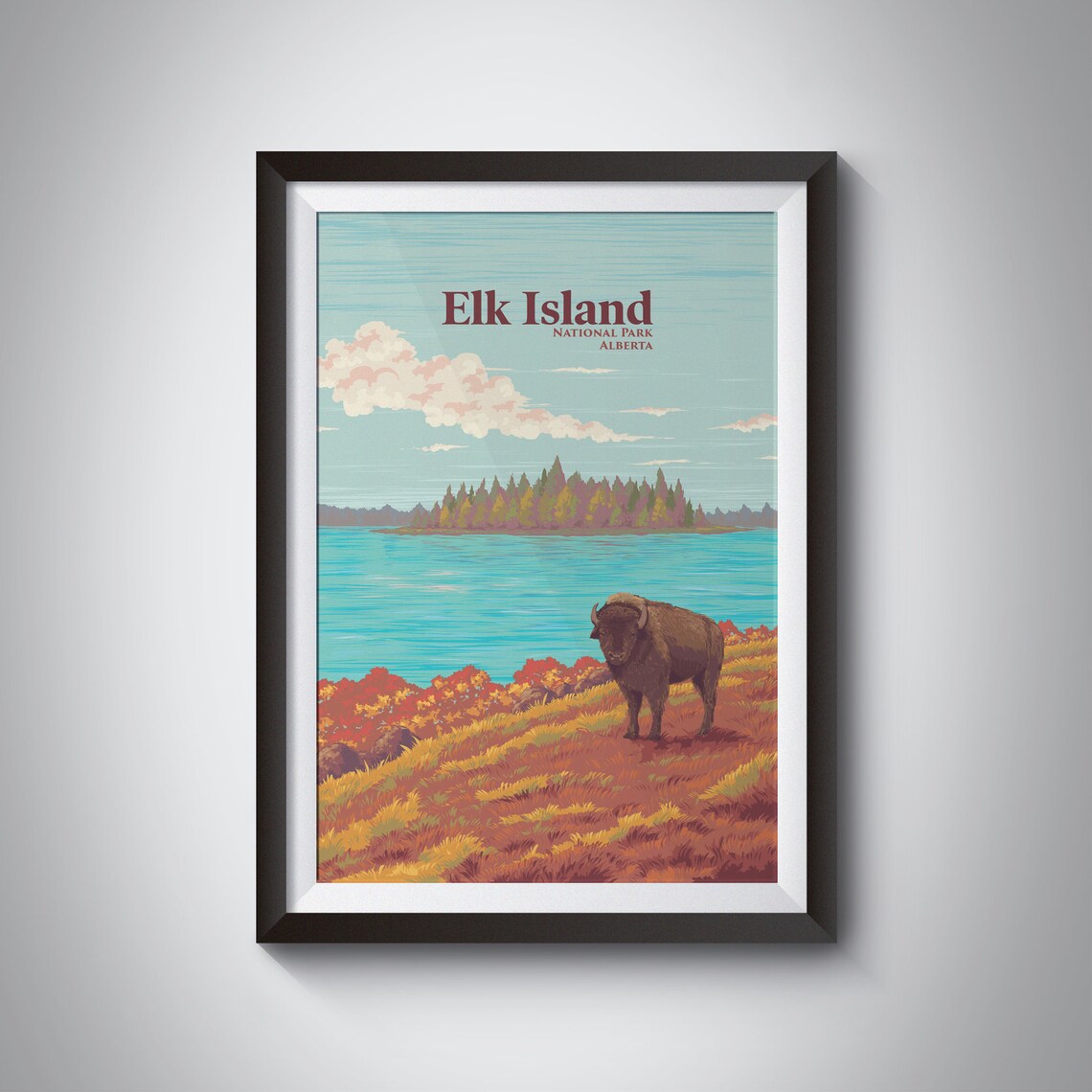 Elk Island National Park Vintage Travel Poster