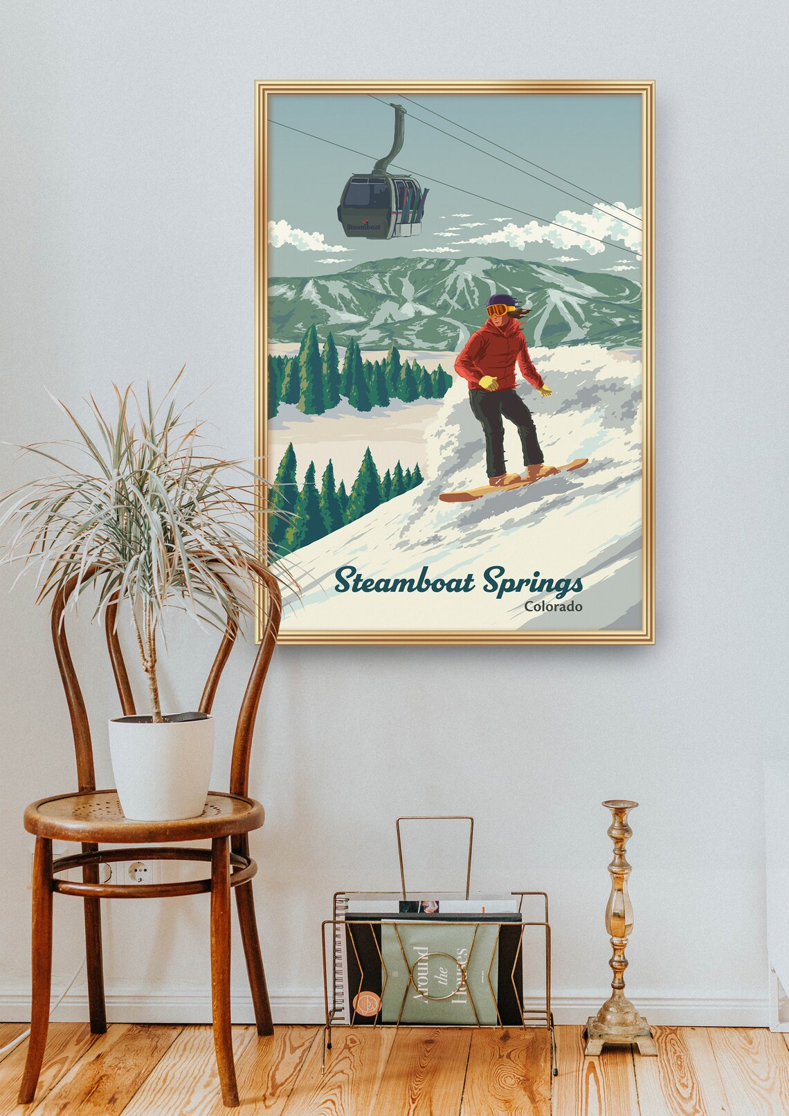 Steamboat Springs Snowboarding Travel Poster, Colorado - Image 2