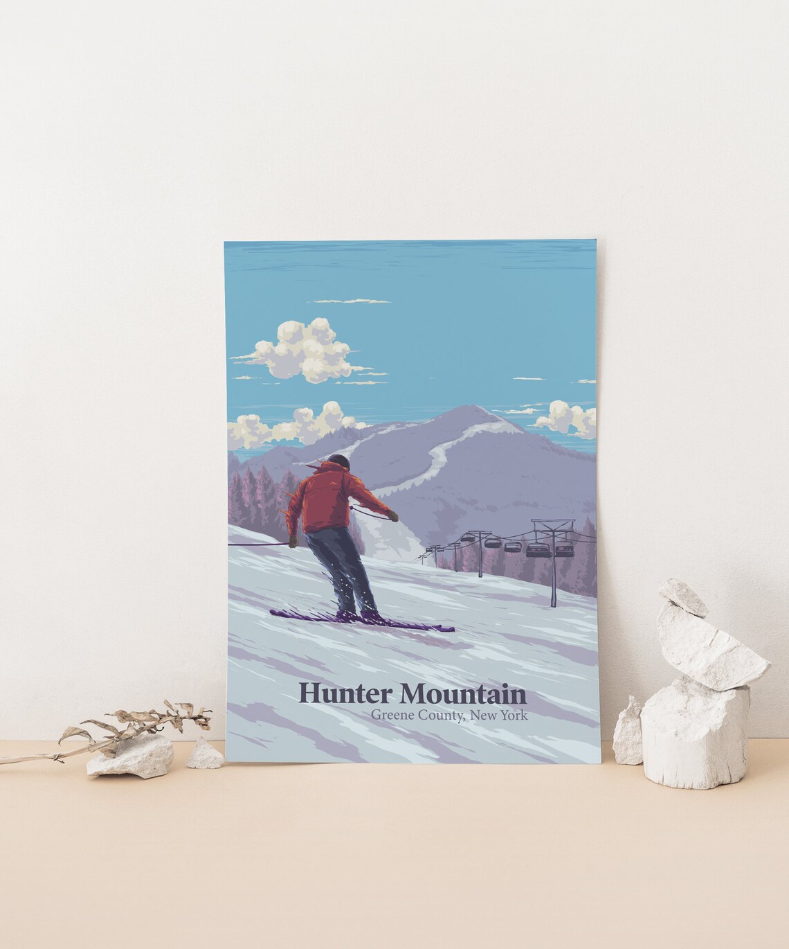 Hunter Mountain Ski Resort Vintage Travel Poster - Image 4