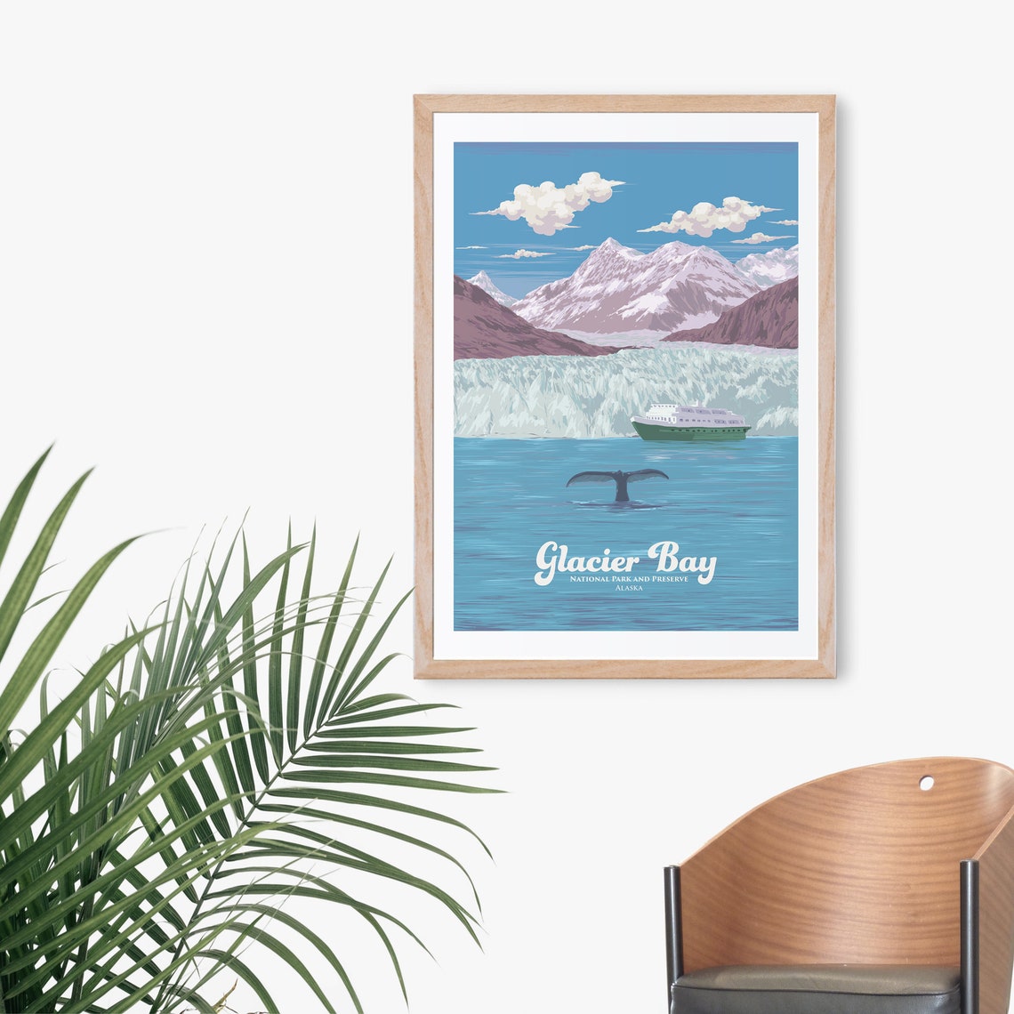 Glacier Bay National Park And Preserve Poster Alaska Juneau Usa Travel Print Johns Hopkins Glacier Unesco Retro Wall Art Travel Gift - Image 3