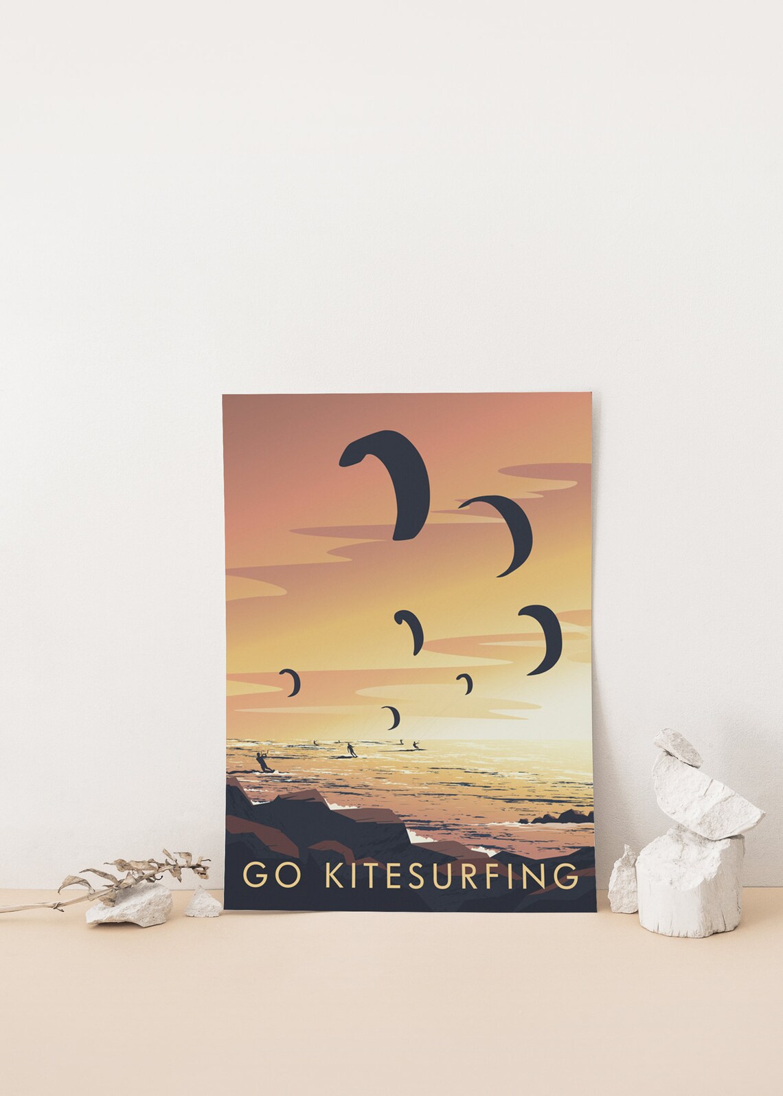 Go Kitesurfing Travel Poster, Ocean Beach Adventure - Image 4