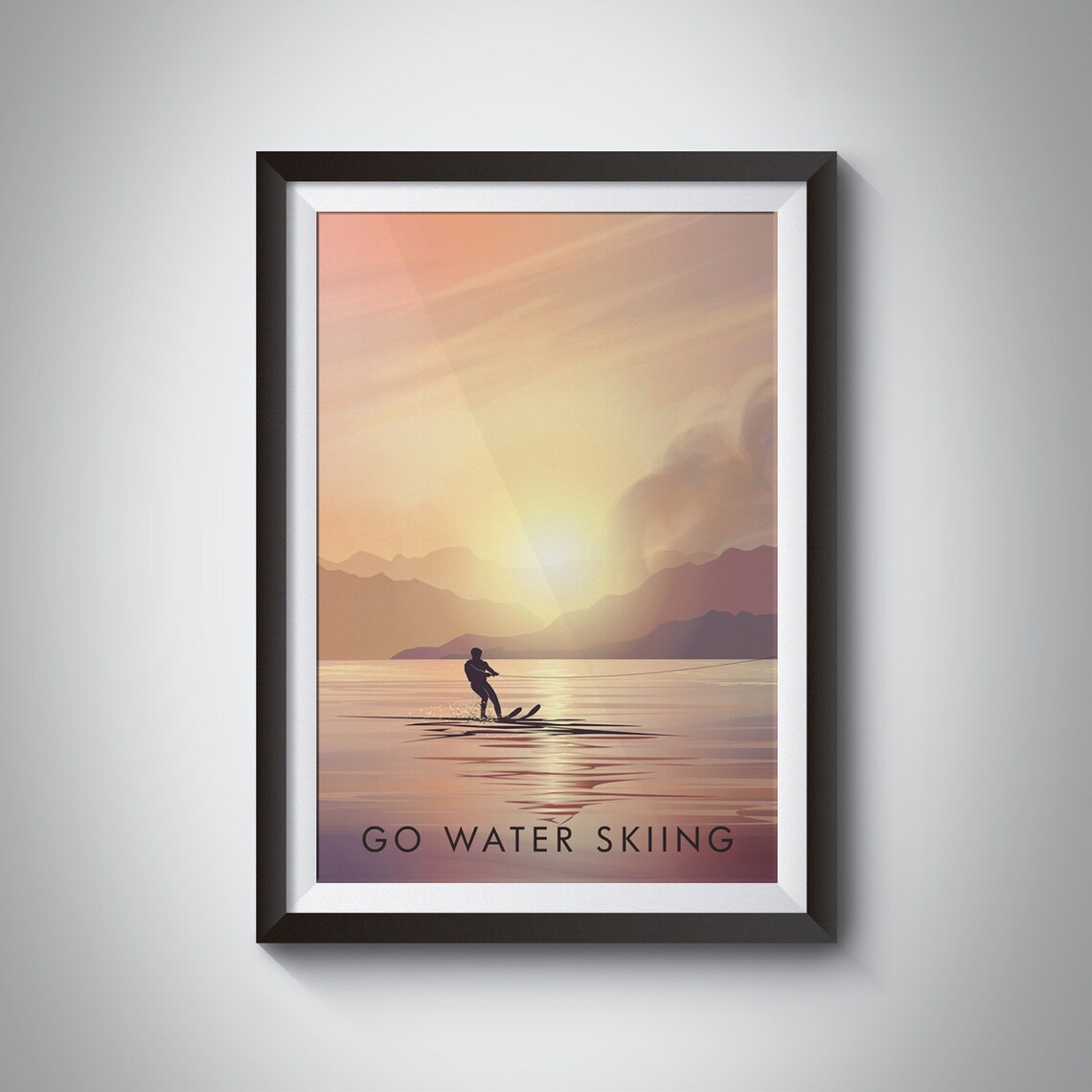 Go Water Skiing Travel Poster, Water Sports Print
