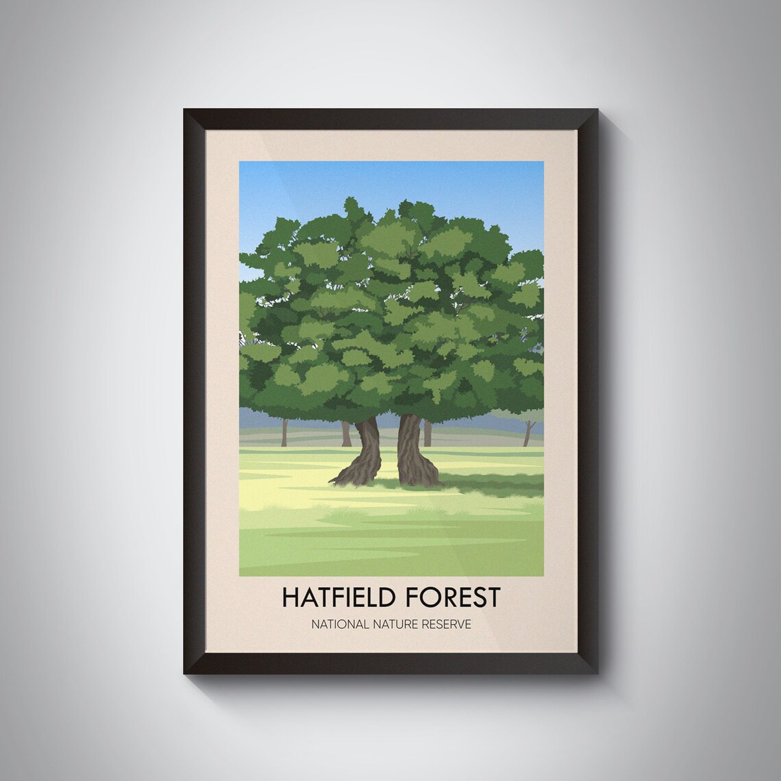 Hatfield Forest National Nature Reserve Oak Tree Vintage Travel Poster