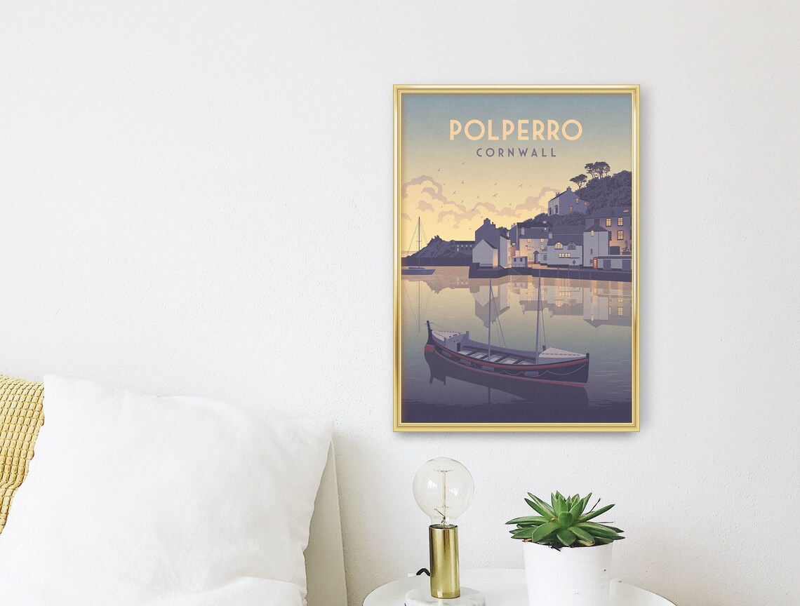 Polperro Cornwall Travel Poster, Cornish Harbour - Image 3