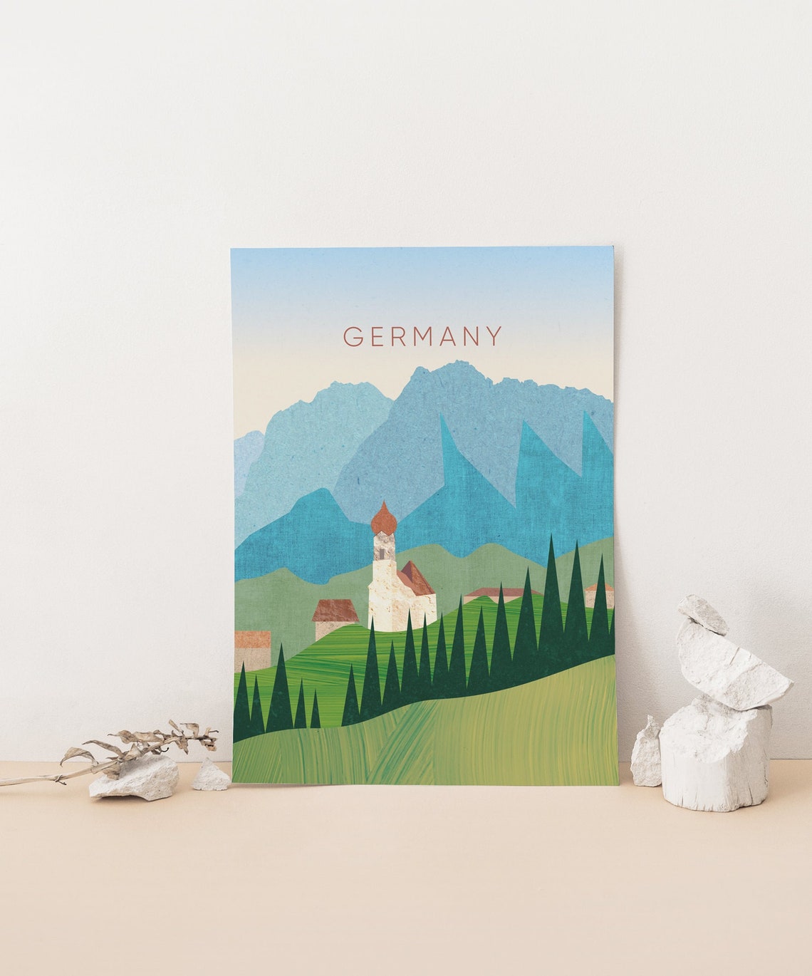 Germany Bavarian Alps Village Chapel Pine Forest Mountains Poster - Image 4
