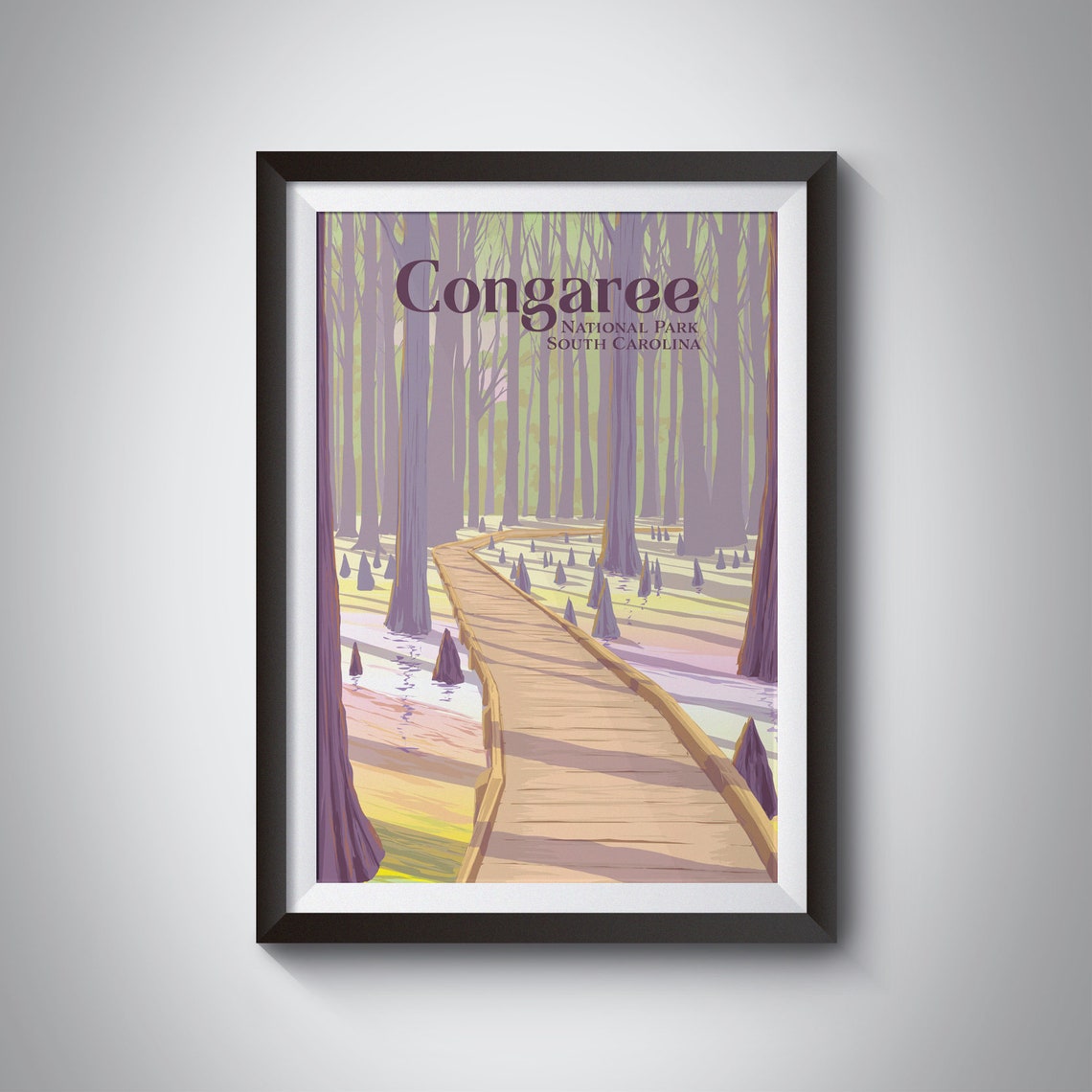 Congaree National Park Cypress Boardwalk Swamp Vintage Poster