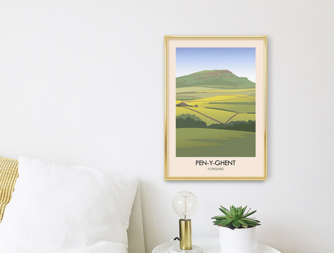 Pen-y-Ghent Yorkshire Green Rolling Hills Mountain Vista Poster - Image 2